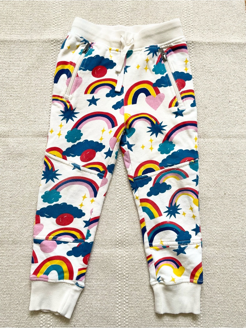 Hanna Andersson Cotton Rainbow Double KneeSweatpants French Terry Kids Size 4